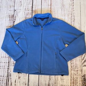 Lands’ End Blue Full Zip Fleece Jacket Large Petite